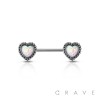 316L SURGICAL STEEL SYNTHETIC OPAL ANTIQUE HEART NIPPLE BAR